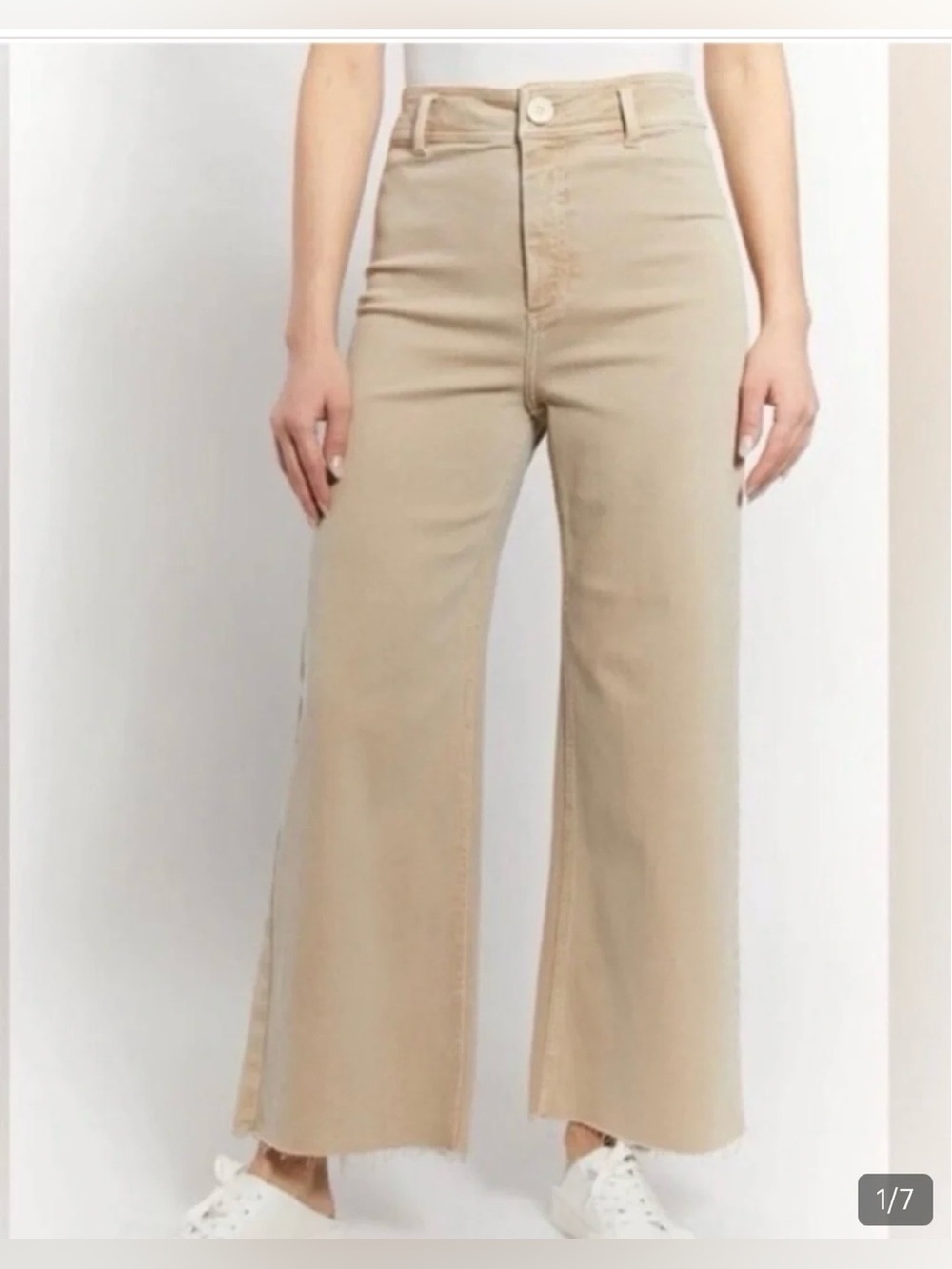 Oat New York High-Rise Wide Leg Ankle Jeans in Beige size 28. Like new.